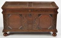 Lot 816 - A Continental hardwood coffer, with hinged...