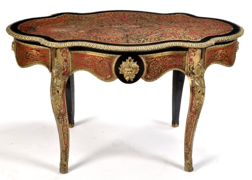 Lot 834 - A late 19th Century oval-shaped red boulle...