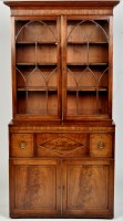 Lot 839 - A George III mahogany secretaire bookcase,...