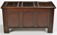 Lot 841 - An 18th Century oak coffer, rectangular with...