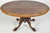 Lot 854 - A Victorian oval burr walnut veneered...