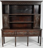 Lot 856 - An oak dresser, with raised open delft rack...