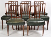 Lot 866 - Eight George III mahogany dining chairs, each...