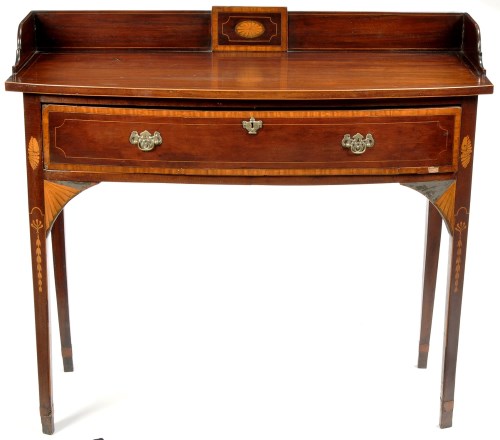 Lot 878 - A mahogany and banded bowfront side table,...