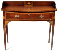 Lot 878 - A mahogany and banded bowfront side table,...