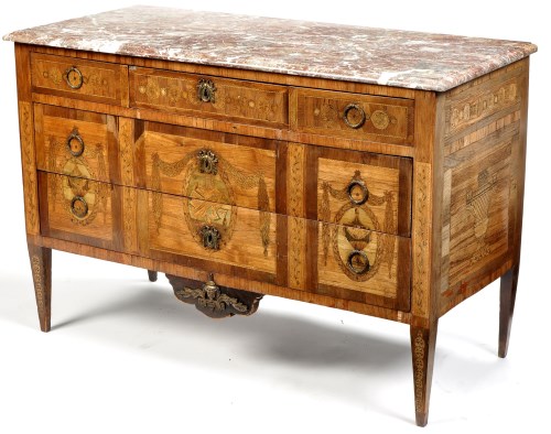 Lot 890 - A Louis XVI walnut and inlaid marquetry...