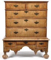 Lot 906 - A walnut chest-on-stand, c.1740 and later, the...