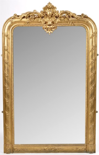 Lot 907 - A large Victorian overmantel mirror,...
