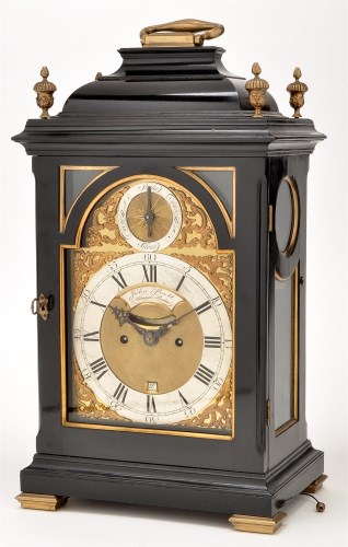 Lot 923 - A George III ebonised bracket clock, the...