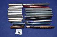 Lot 72 - Ten fountain pens by Parker, various. (10)