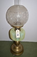 Lot 397 - A late 19th Century table oil lamp, frosted...