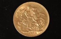 Lot 107 - A George V gold sovereign 1912