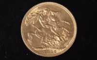 Lot 108 - A George V gold sovereign 1915