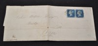 Lot 195 - 184 2d Blue double stamp on cover with Black...