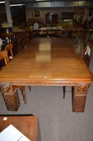 Lot 1038 - A large Victorian extending oak dining table,...