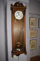 Lot 1133 - Two train drop dial Vienna style wall clock.