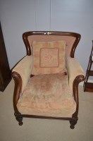 Lot 1148 - A pair of William IV style upholstered armchairs.