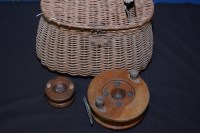 Lot 48 - A fisherman's basket creel with hinged cover...