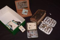 Lot 55 - A Loch Leven eyed fly box and contents; a...