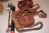 Lot 65 - A Brady canvas leather trimmed cartridge bag;...
