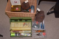 Lot 68 - A cantilever fishing tackle box and contents;...