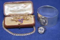 Lot 423 - A paste stone bracelet and ring; an Edwardian...