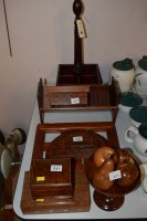 Lot 551 - Woodwork, to include: mahogany bottle carrier;...