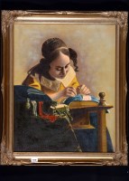 Lot 126 - After Vermeer - ''The Seamstress'', oil on...