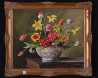 Lot 157 - Alfred H*** Palmer - a flower arrangement in a...