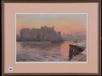 Lot 204 - Walter Holmes - sunset over the Tyne with a...