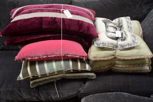 Lot 3 - Two bundles of miscellaneous cushions, one...