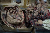 Lot 5 - A large single paisley patterned curtain; with...