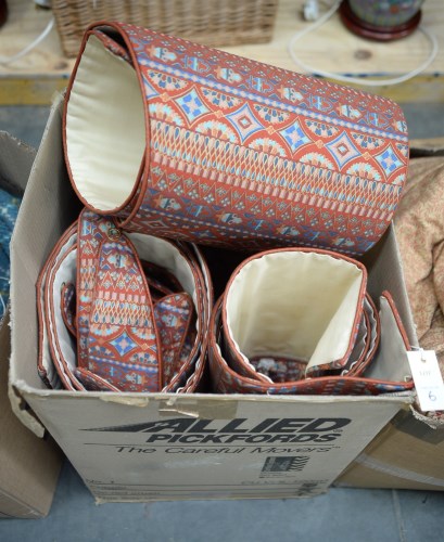 Lot 6 - Three pairs of lined patterned terracotta...