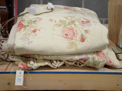 Lot 17 - A pair of large lined and interlined curtains,...