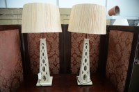 Lot 27 - A pair of modern white painted wooden pylon...