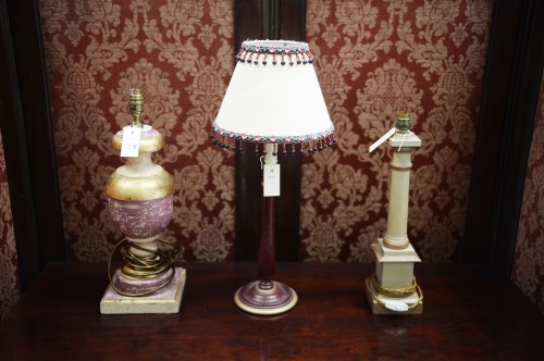 Lot 28 - Three modern painted table lamps, one with a...