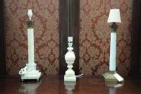 Lot 53 - Two corinthian column pattern table lamps, one...