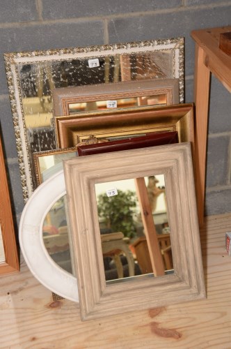 Lot 73 - A collection of seven wall mirrors, various.