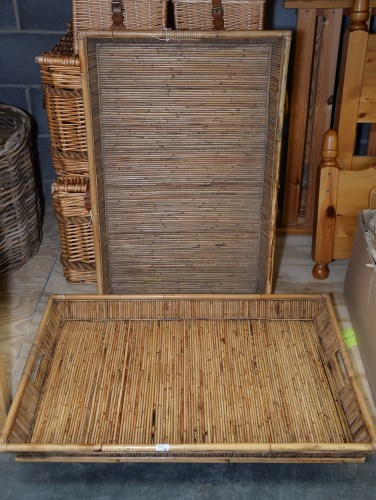 Lot 79 - Two large rectangular bamboo trays, 98cms long.