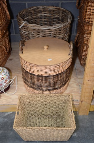 Lot 80 - A large circular woven bamboo log basket; and...