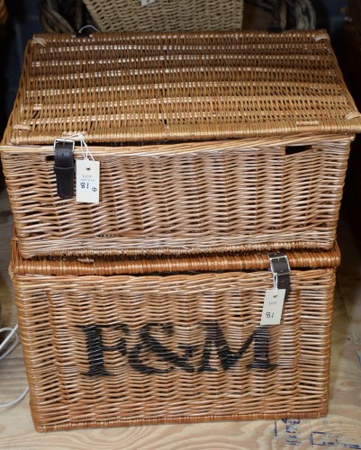 Lot 81 - A rectangular wicker basket with hinged cover...