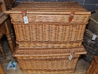 Lot 82 - Two rectangular wicker baskets, with hinged...