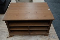 Lot 113 - A modern stained pine TV, stereo and video...