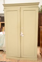 Lot 140 - A pale green painted Victorian wardrobe, with...