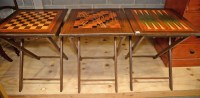 Lot 171 - Three modern stained wood folding games tables,...