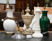 Lot 204 - Four ceramic table lamps; together with a...