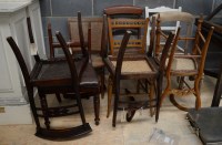 Lot 284 - Six assorted cane seat bedroom chairs (with...