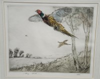 Lot 305 - A coloured etching - 'Pheasants', by Henry...