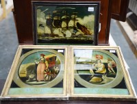 Lot 313 - A pair of coloured prints on glass, titled...