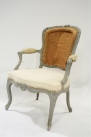 Lot 339 - A Louis XV style painted fauteuil,...